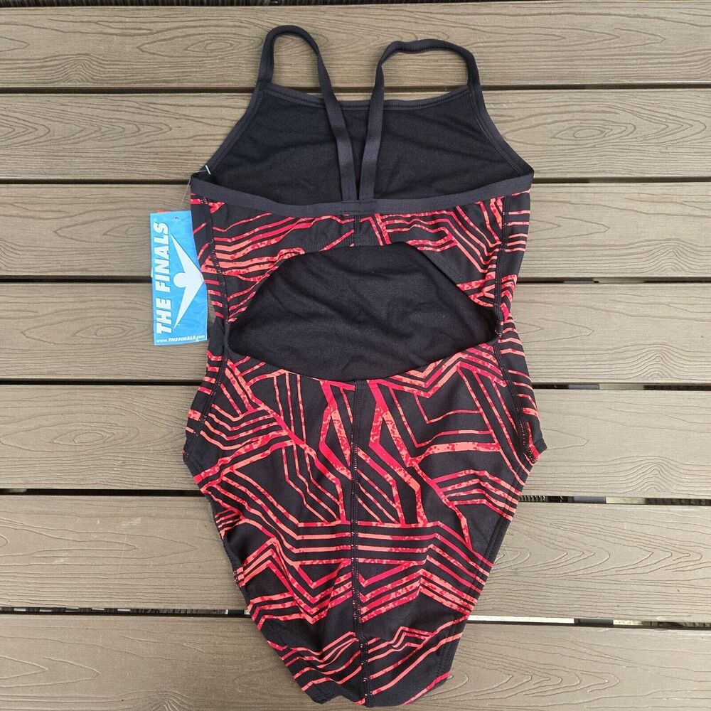 TYR The Finals Women MAIZE  Swimsuit Butterfly Back Red 1 Piece- Size 34 New - Picture 2 of 3